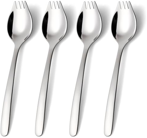 Lovingly Yours 7-inch Spork Stainless Steel, Reusable Camping Spork, Metal Spork, Set of 4
