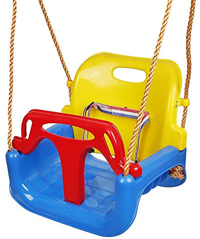 Babyschaukel, Garten- und Kinderschaukel, höhenverstellbar, mit Rückenlehne und Sicherheitsgurt, maximales Gewicht 60 kg, für Außen und Innen