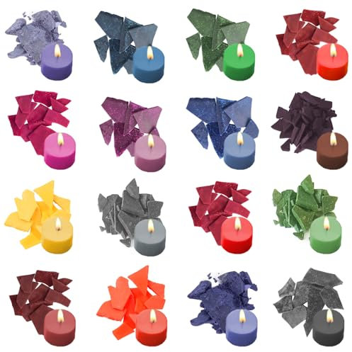 Ronoza® Kerzenwachs Farbe, 16 Farben x 5g, Kerzenfarbe, Kerzen Farbe für Diy Kerze, Kerzenfarben Farbstoff für Gelwachs, Paraffinwachs,Bienenwachs, Kerzenwachs Zum GießEn,Sicher Und NatüRlich