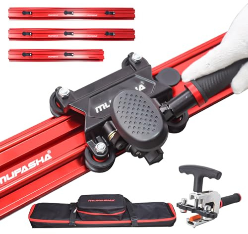 Manual Tile Cutter, Professional Porcelain Slab Cutting Machine for Large format Ceramic Porcelain Tiles, Dual-Rails, Pliers, Locators, Rail Retainers, Tile Cutter Hand Tools (110 Inch)