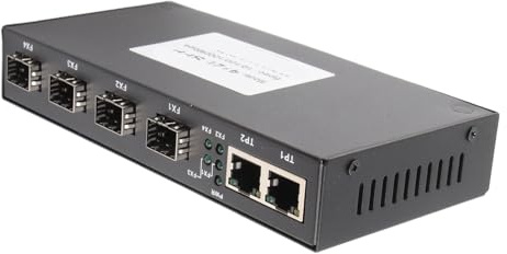 Convertisseur de Média Gigabit Ethernet Monomode, SFP SC Fibre 4 Ports (TX RX) 1000Base-SXLX vers 2 Ports RJ45 Module émetteur-récepteur Réseau 10/100/1000 à Détection Automatique