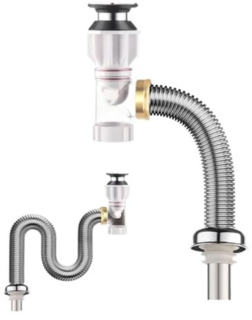 AQXYQAZZ Tuyau de vidange d'évier de Cuisine Universel en Acier Inoxydable, Flexible, Tuyau de vidange de lavabo de Cuisine, plomberie, Outils de vidange d'évier Domestique(40cm)