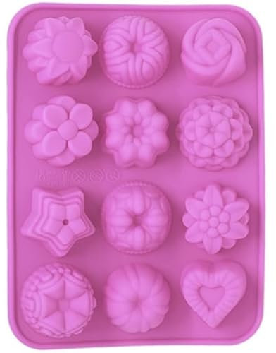 Molde de Silicona para 12 Jabones Románticos y Manualidades | Antiadherente, Flexible y Resistente | Ideal para Glicerina, Velas, Escayola y Más