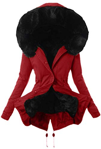 Winterjacke Damen Warm Gefüttert Wintermantel Damen Lang Parka Mit Verdicktem Trenchcoat Frauen Daunenmantel Dicke Kapuzenjacke Pelzkragen Fleecejacke Winter Teddy Mantel Mit Gürtel Jacke