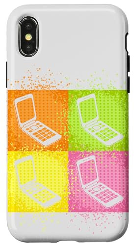 Hülle für iPhone X/XS Retro Pop-Art Ästhetik Klapp-Handy Vintage Flip Fold Phone