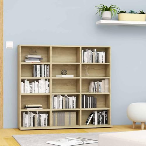 Myheimly CD-Regal DVD Bluray Medienregal Medienschrank Aufbewahrung Standregal Regalwand Bücherregal Sonoma-Eiche 102x23x89,5 cm Holzwerkstoff