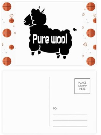 Schaf-Aufkleber, Chartlets, Art-Deco, modisch, Basketball, Postkarten-Set, Dankeskarte, Versandseite, 20 Stück