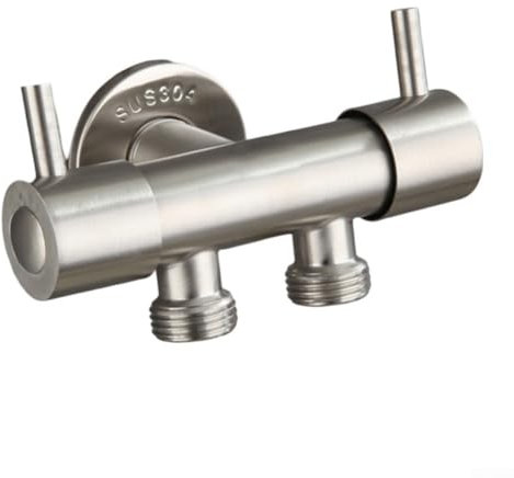 Grifo de lavadora, llave de control de doble mango de acero inoxidable, una entrada y dos salidas para baño