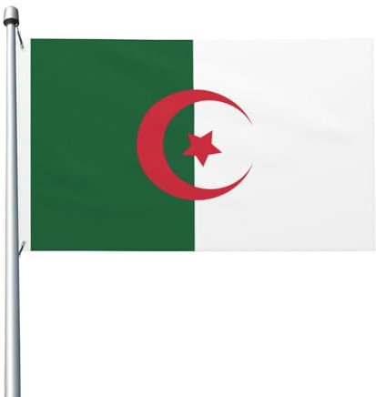 Drapeau de l'Algérie 7,6 x 12,7 cm double face – Bannière d'extérieur robuste et décorative, idéale pour le jardin, la chambre et la décoration de fête
