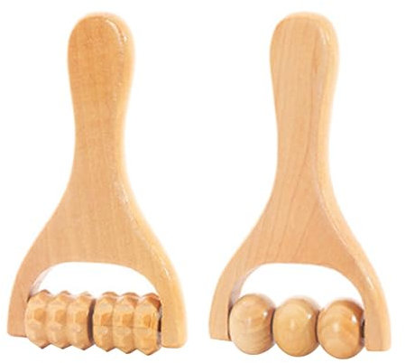 2 Pcs Wooden Massage Roller, Back Massage Roller, 5.91x3.15 Inch Muscle Belly Relief Tool for Back, Abdomen, Cellulite and Tension(Color:Brown)