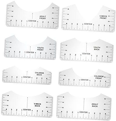Sewroro 8 Stück T-Shirt Führungslineal Hot-Saum-Lineal Herrscher Kleidergrößentabelle Messgerät Nählineal Hemd Decke werkzeug T-Shirt Lineal T-Shirt-Guide Anleitung zum T-Shirt-Lineal PVC