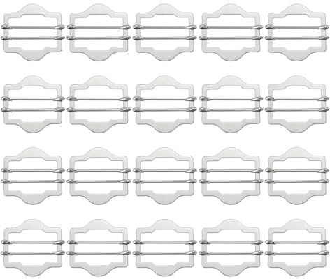 PATIKIL 1 Inch Vest Buckles, 20 Pcs Metal Vest Buckle Slide Adjuster Clasp Double-Pin Hexagonal for Suit Belt Bags Cloth DIY Accessories, Silver