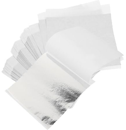 OSALADI 100blätter Silberfolien Blättchen Glänzende Bastelblätter Für Vergoldung Handliche Imitation Blattsilber Für DIY Dekoration Und Kunsthandwerk Für Möbel Nageldesign Und Festdeko