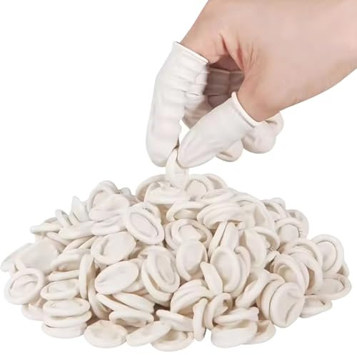 Fingerhandschuhe, 100 Stück Fingerbetten verschleißfeste wasserdichte Rutschschutz verdickte Latex Fingerbetten Mehrzweckfingerspitze Daumenschutz für Heimarbeit, Fingerschutz