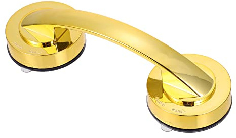 DEARMAMY 1Stück Sauggriff Badezimmer für Senioren Wiederverwendbar zu Installieren Ergonomisch für Fliesen und Metalloberflächen Goldene Farbe