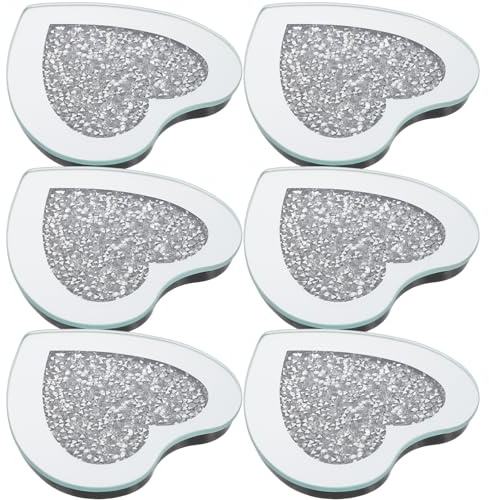 KICHOUSE 6 pezzi Sottobicchieri Vetro Forma Set da Eleganti e Spessi per Tazze da e Tè Protezione per Design Raffinato e Resistente