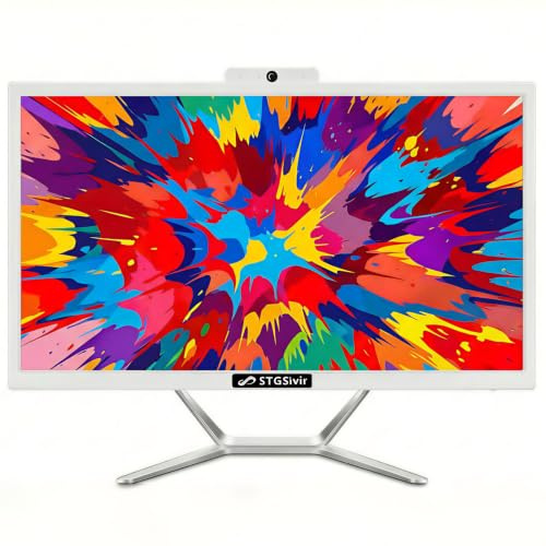 STGsivir All in One PC, 21.5 FHD Display, Core i5, 16G RAM, 1T SSD | All in One Desktop Computer, WiFi, BT 5.0, Webcam, Win11 Pro, White, AIO for Home & Office