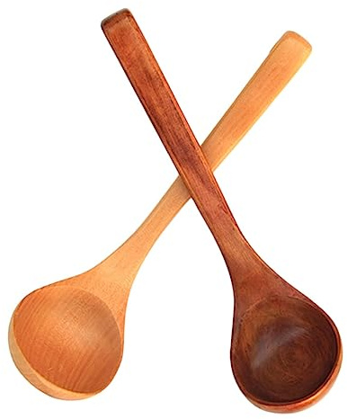 Zerodeko 2piezas Cucharones De Madera Para Sopa Mango Cubiertos De Madera Ecológicos Utensilios De Cocina Resistente y Duradero