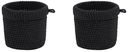 Aniyan 2 Stück Wandkorb Baumwollseil Hängekorb Aufbewahrungsbox, D13xH14cm Geflochtener Organizer Korb für Küche Bad Wohnzimmer Büro Dekoration Schwarz