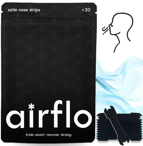 Nasal Strips for Breathing | Nose Strips for Sport & Recovery – 30 Pack | Premium Satin Weave | Anti-Slip, Sweat-Resistant, Hypoallergenic | Black | Nose Strips for Running & Endurance by airflo™