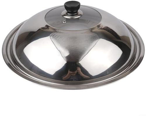 40cm Replacement Pot Lid Tempered Glass and Stainless Steel Casserole Cover Large Saucepan Wok Frying Pan Lid Heat Resistant Handle Usual Stockpot Lid