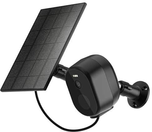 Woox Övervakningskamera utomhus sol 2,5K 4MP, WLAN-kamera, övervakning, utomhus, trådlös med batteri, ljus, färgmörkerseende, PIR-rörelsedetektering, IP65, 2,4 GHz (svart)