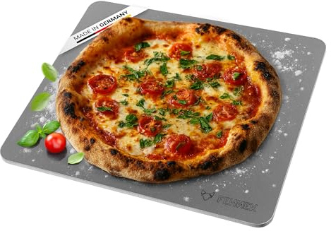 FENNEK Backstahl 38 x 33 x 0,8 cm | aus 8,0 mm starkem Feinkornstahl | Backe Pizza, Brot und vieles mehr wie ein Profi! | Made in Germany