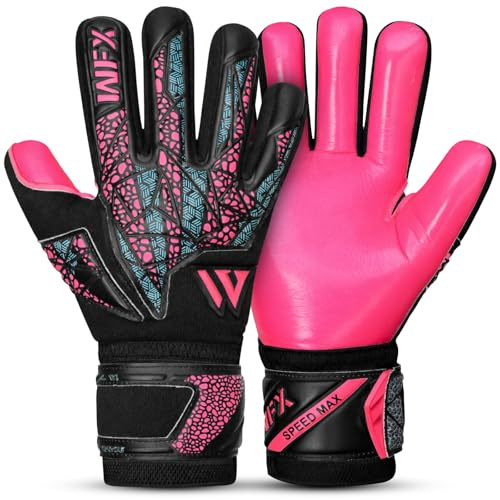 WFX Professionella målvaktshandskar för barn, ungdomar, vuxna, män, starkt grepp palm fingerskydd fotboll målvaktshandskar med Dumbo latex 4 + 3 mm handledsstöd