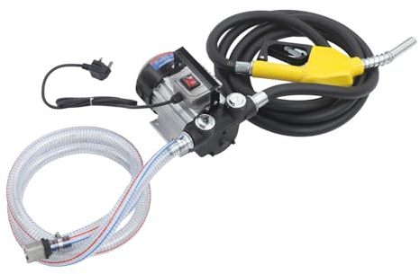 60L/min Diesel Transfer Pump 230V 550W Electric Fuel Pump, High Flow Self-Priming Diesel Transfer Pump with Rubber Outlet Hose & Fuel Gun for Farm Tractor Construction Site Workshop (Yellow)