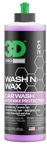 3D Wash N Wax Car Wash Soap - pH Balanced, Easy Rinse, Scratch Free Soap with Wax Protection - 16oz.