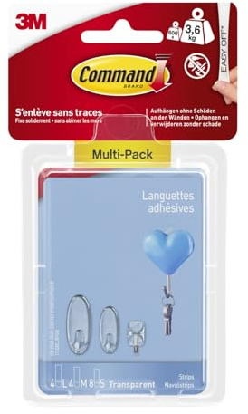 Command Klebestreifen, Transparent - Multipack - 4 Große (L), 4 Mittelgröße (M) und 8 Kleine (S) Strips/ Ersatzstreifen - Dekorieren ohne Löcher und Bohren