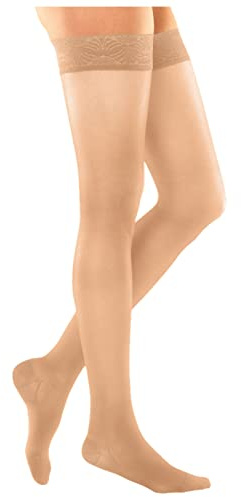 medi MJ-1 Metropole Kompressions-Schenkelstrümpfe | Größe L | Farbe: Pearl | L2 Lang | Damen