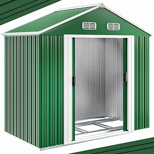 Deuba Capanno da Giardino XL 1,8m² con Fondamenta 196x132x188cm Porta Scorrevole Casetta 3,1m³ Verde