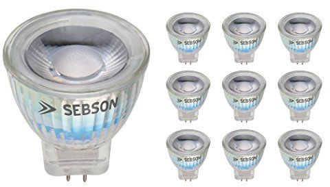 SEBSON Lampadina LED MR11 3W (Equivalente a 20W) - 220lm Bianca Calda 2900K Non Dimmerabile - Angolo di Diffusione 36° - Lampadina Spot LED GU4 12V - Set da 10