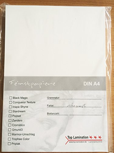 25 Blatt DIN A3 320g/m² dickes weisses Papier Karton von Top Lamination - Bastelpapier Tonkarton