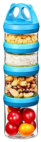 SELEWARE Food Storage Canisters Airtight Handy Portion Size Jars and Containers BPA Free Stackble Snack Pots Nut Box Leak Proof Twist Lock Formula Dispenser Gift 910ML Green