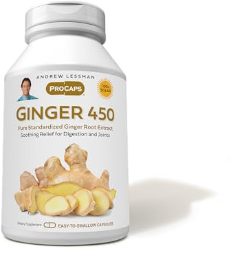 ANDREW LESSMAN Ginger 450-60 Capsules - Soothing Relief for Joints and Digestion. Pure, Natural, Powerful, Protective Properties. Anti-Aging and Anti-oxidant Properties. No Additives