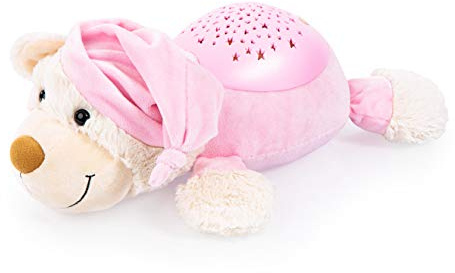 Bayer Design 69507AA Einschlafhilfe, Schlummerlicht, Nachtlicht mit Sternenlicht, Bär Kuscheltier, Nachtlampe, Kinderlicht, Baby Kinder, rosa