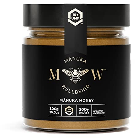 WELLBEING vero miele di Manuka MGO 300+ | UMF 10+ (300g) in vasetto | prodotto, confezionato e certificato MGO in Nuova Zelanda | Puro al 100%.