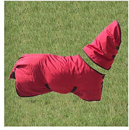 MaJu Pferdedecke Abnehmbarer Hals Wasserdichtes Und Atmungsaktives Obermaterial,Rot(Size:145cm)
