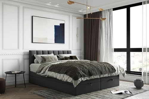 TRADA Boxspringbett, 200 x 200 cm, Gusto, Dunkelgrau