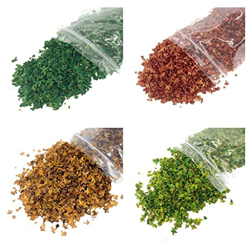 chiwanji 4 Uds. de Hojas de Micropaisaje de 33ml, Arbustos, Árboles, Grupos de Vegetación en Miniatura, para Tren Paisaje Ferroviario, Hojas Artificial de Ferrocarril para Modelo