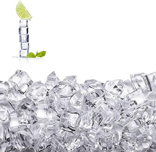 50 Piece 20 * 20MM Fake Ice Cubes Acrylic Plastic Ice Cubes Decorative Ice Cubes Reusable Artificial Clear Plastic Ice Cubes for Decorations Props