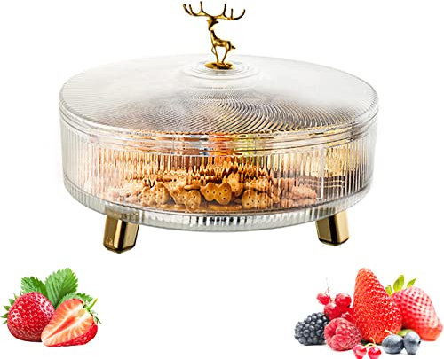 Boîte Rangement Distributeur Snacks,Fruits Secs Plaque avec Couvercle,Apéritif Plateau en Plastique,empilables,Rotatif,avec 6 Compartiments,Boîte de rangement pour snacks, bonbons et noix (Blanc,S)