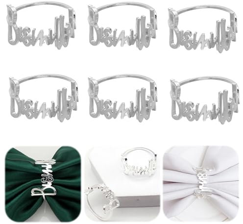 Serviettenringe Silber Forhome 6 Stück Serviettenringe Set Metall Serviettenringe Letter Metall Serviettenring Set Für Ramadan Deko,Hochzeit, Party,Bankett,Ramadan,Erntedankfe