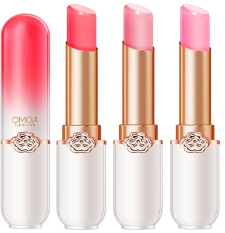 3PCS Lippenbalsam, Klarer Farbtemperaturwechsel Lippenstift Set, Lang anhaltender feuchtigkeitsspendender Lippenstift Frauen Lippenpflege, Natürlicher Lippenschutz, Lippenreparatur (B)