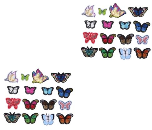 DIYEAH 32stücke Teiliges Schmetterlings Bügel-patches Glitzernde Applikationen Für Jeans Shirts Taschen Und Hüte Zum Dekorieren Und Reparieren Von Kleidung Selbstklebend Einfach