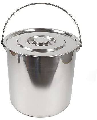 Seau de cuisine, seau à nourriture, seau à lait, seau à champagne, seau à glace, avec couvercle et anse en acier inoxydable, seau à glaçons + couvercle, 20 l