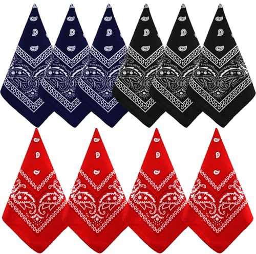 NACHLYNN 10 Stück Bandana Damen Herren,Bandana kopftuch Herren Paisley Muster Headwear Haar Schal Ansatz Handgelenk Kopf Biker kopftücher für damen