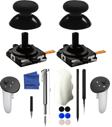iParto 2 Pack Joystick Replacement for Oculus Quest 3 Controller Analog ThumbStick with 2 Caps Replacement for Meta Quest 3 Controller with Tools (2 joysticks + 2 caps)